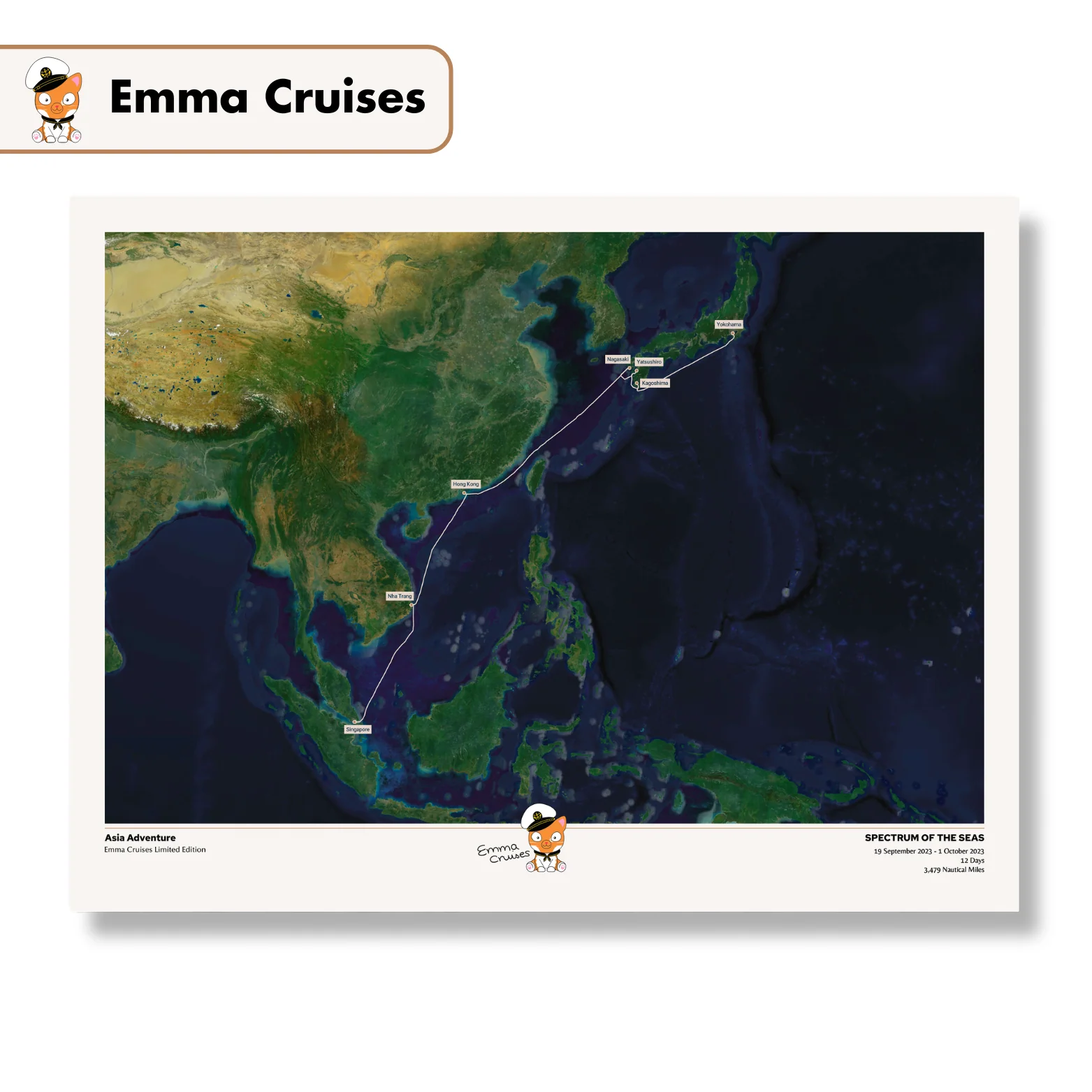 Emma Cruises Custom Cruise Map (Limited Edition) - Satellite - Image 13