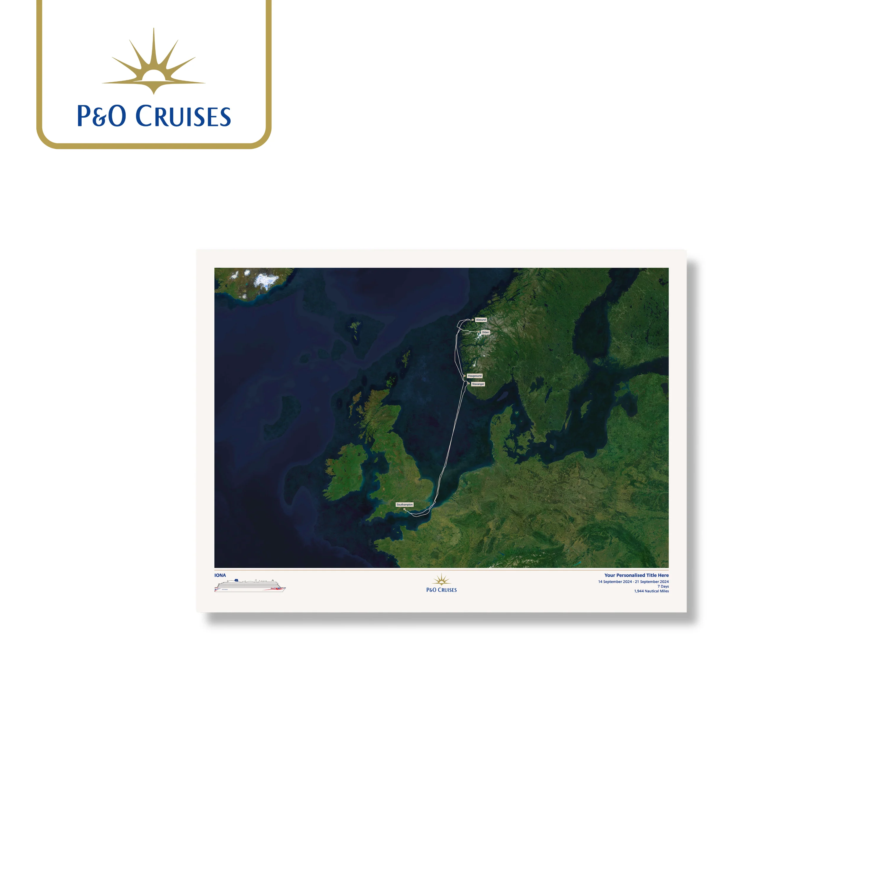 P&O Cruises Custom Cruise Map - Satellite - Image 17