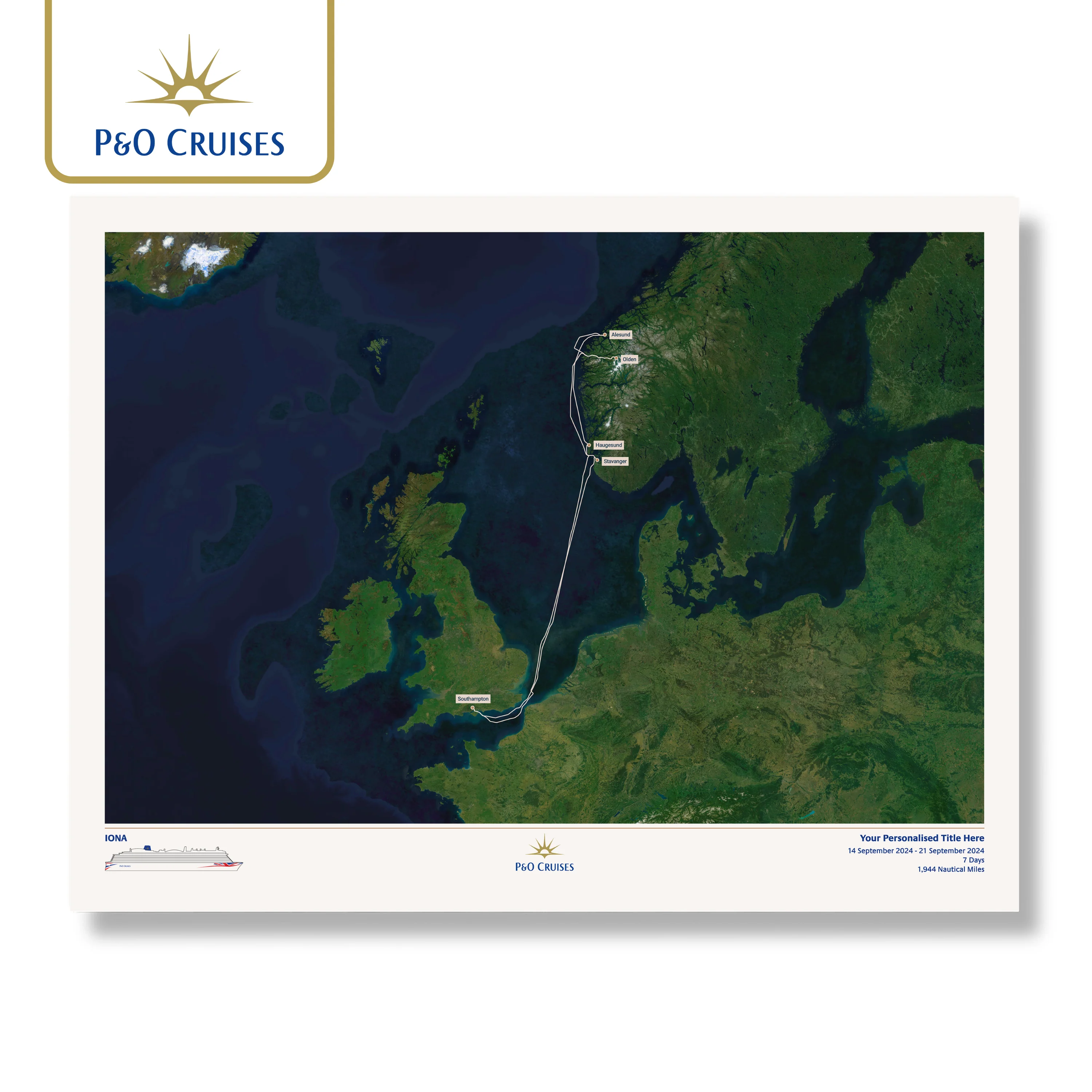 P&O Cruises Custom Cruise Map - Satellite - Image 29