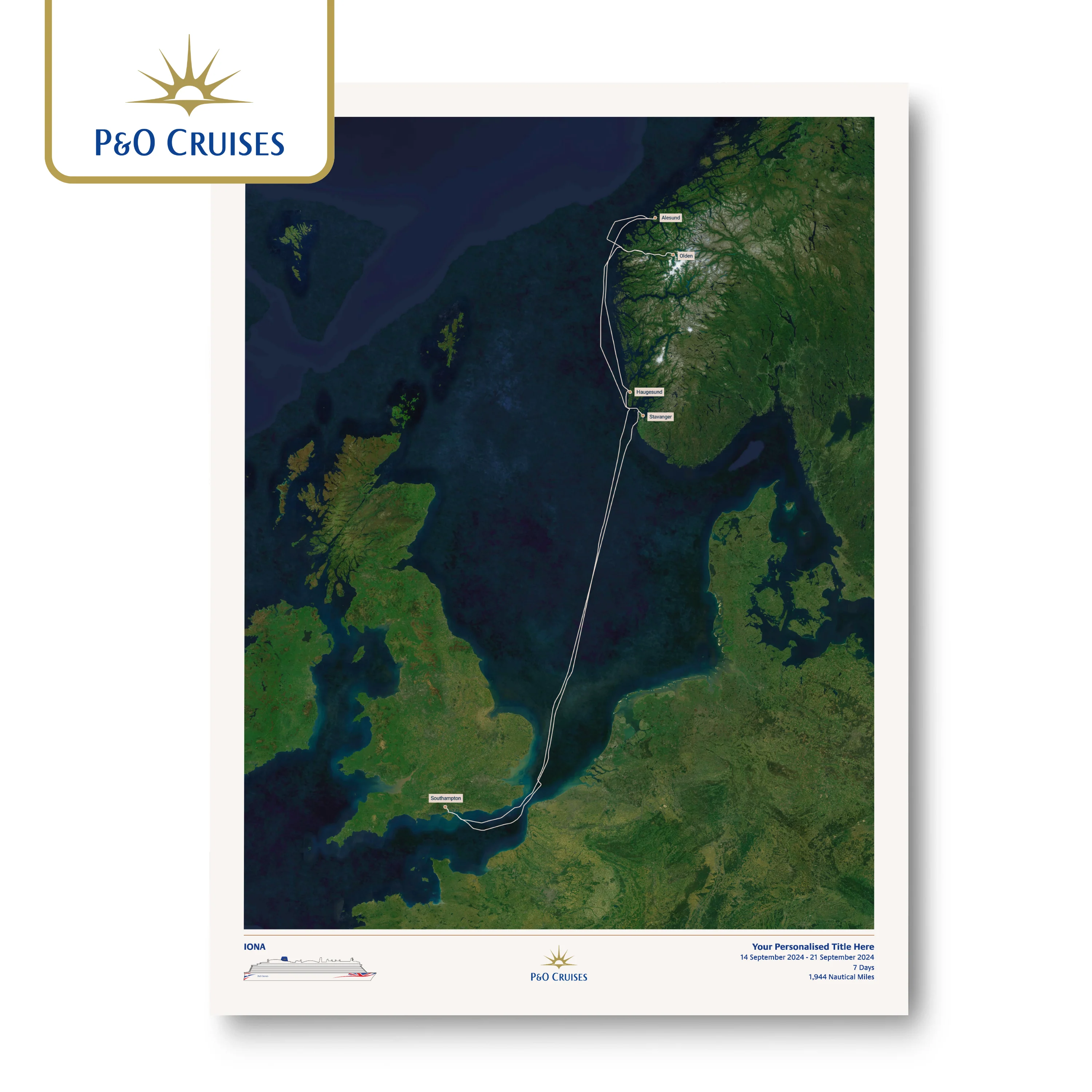 P&O Cruises Custom Cruise Map - Satellite - Image 30