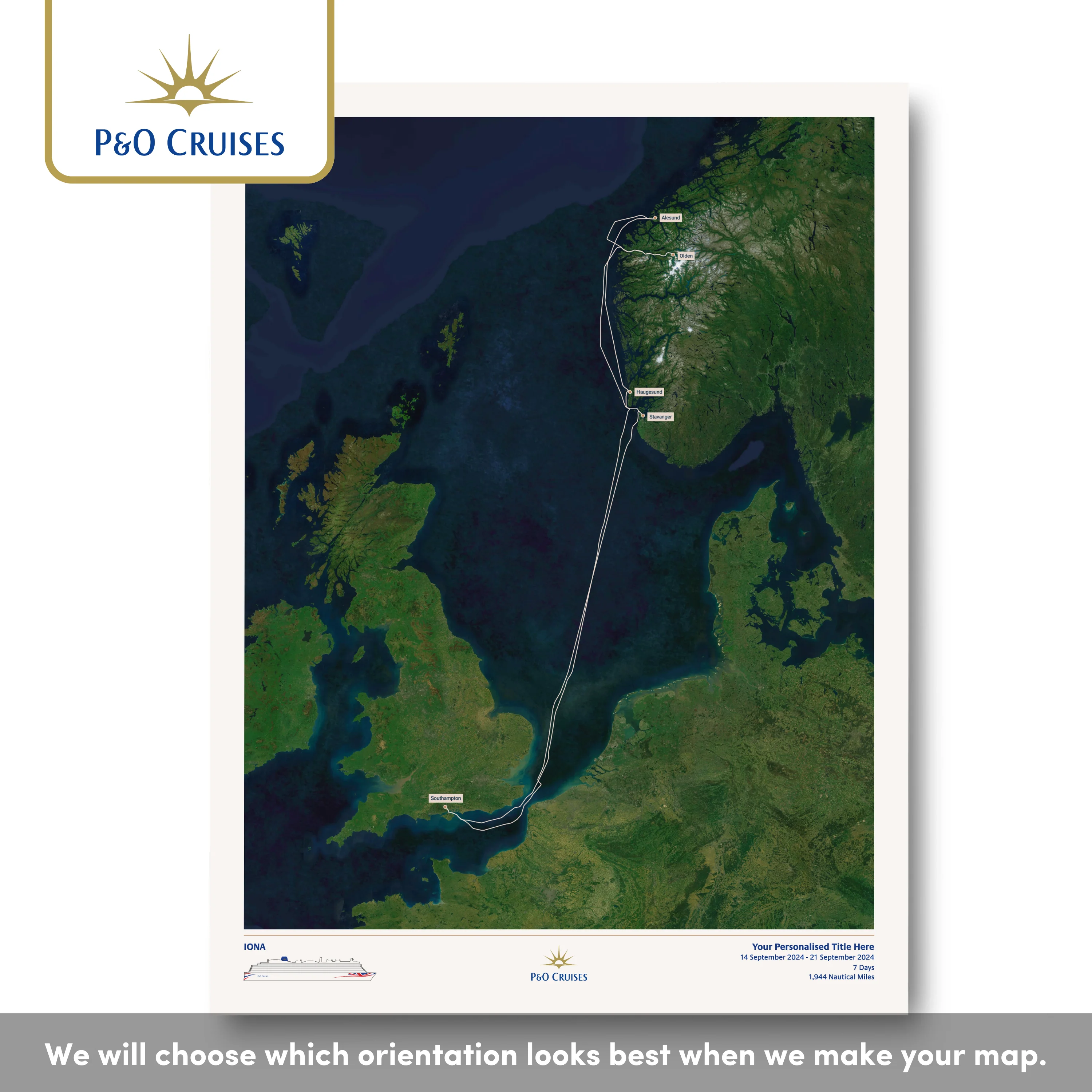 P&O Cruises Custom Cruise Map - Satellite - Image 31