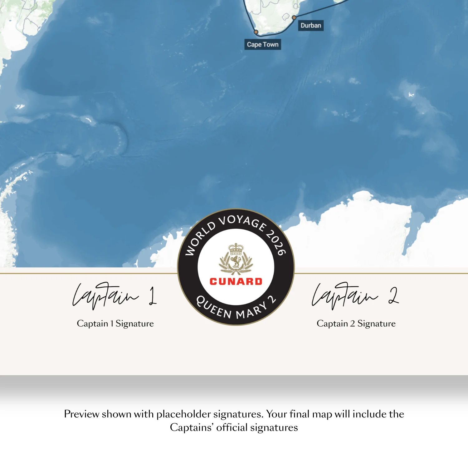 Special Edition Map of Queen Mary 2's World Voyage 2026 - Image 5