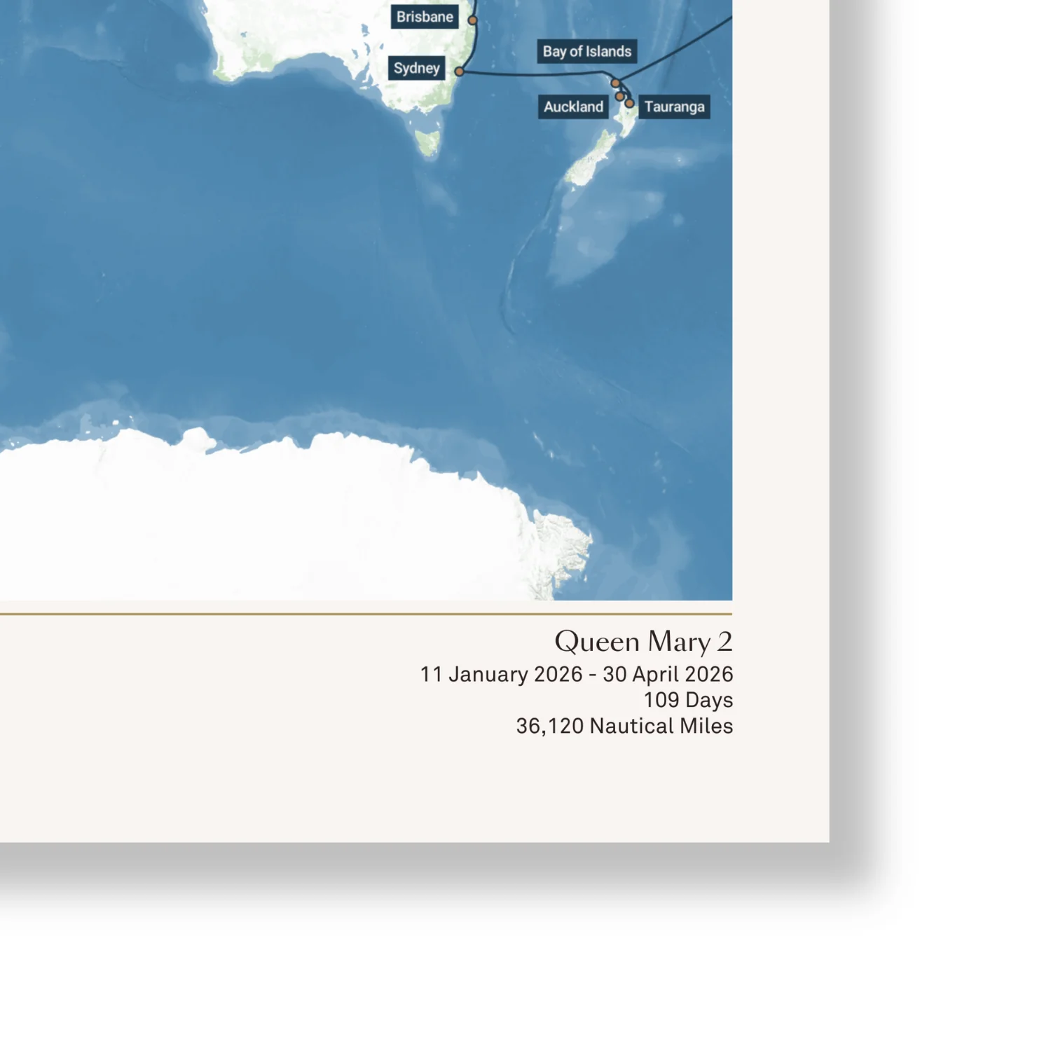 Special Edition Map of Queen Mary 2's World Voyage 2026 - Image 6