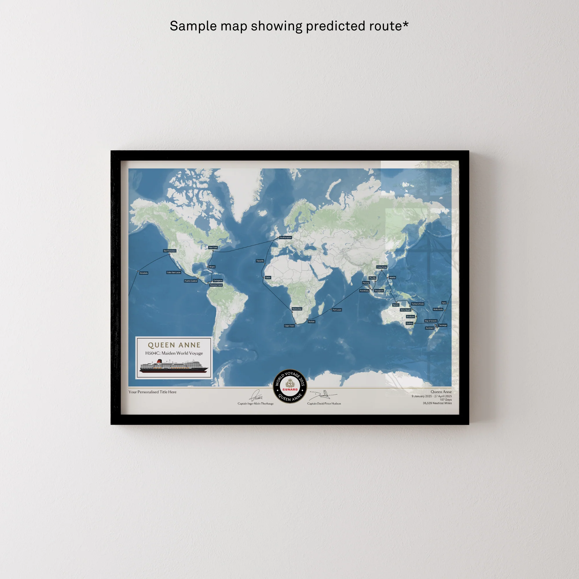 Special Edition Map of Queen Anne's maiden World Voyage - Image 3