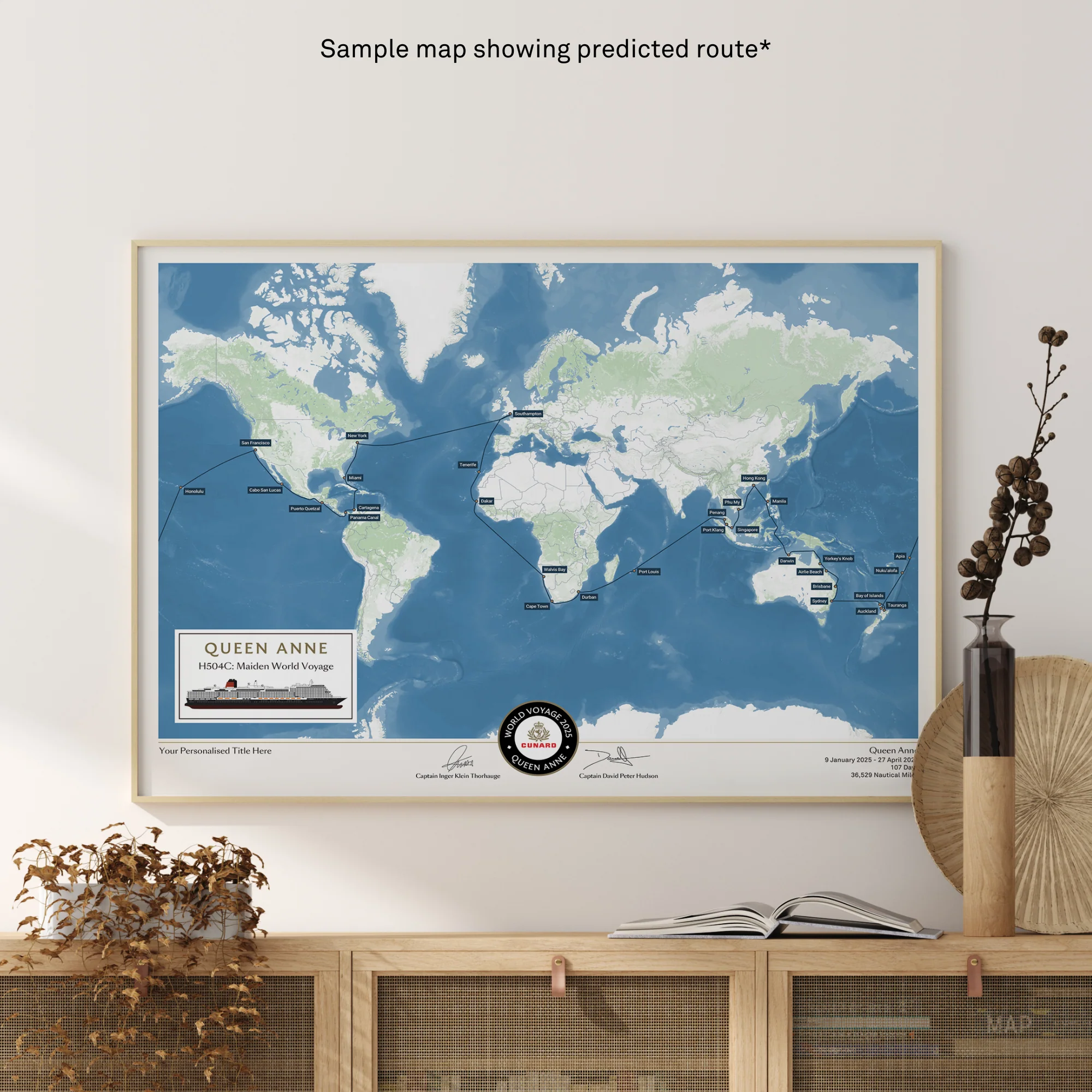 Special Edition Map of Queen Anne's maiden World Voyage - Image 4