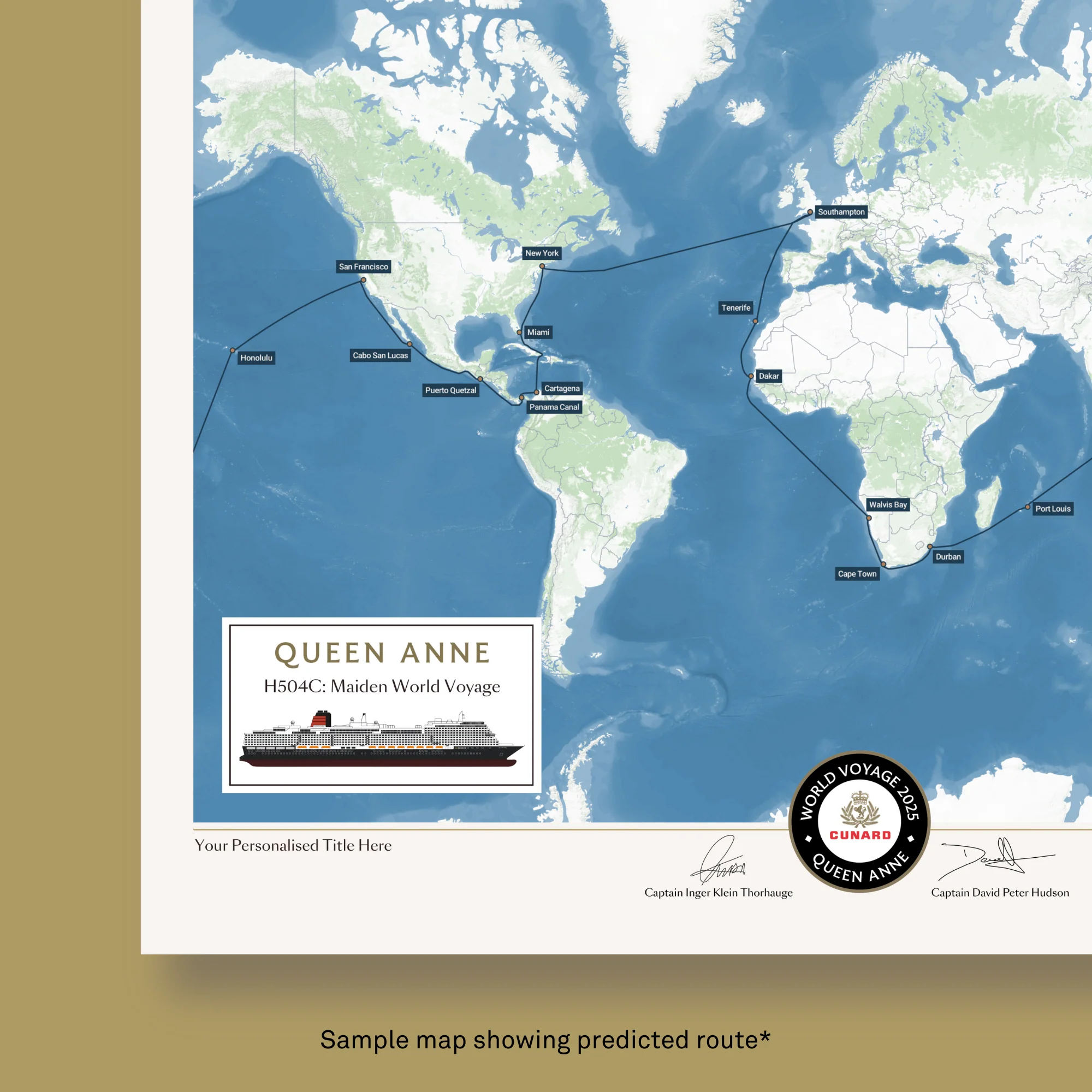 Special Edition Map of Queen Anne's maiden World Voyage - Image 5
