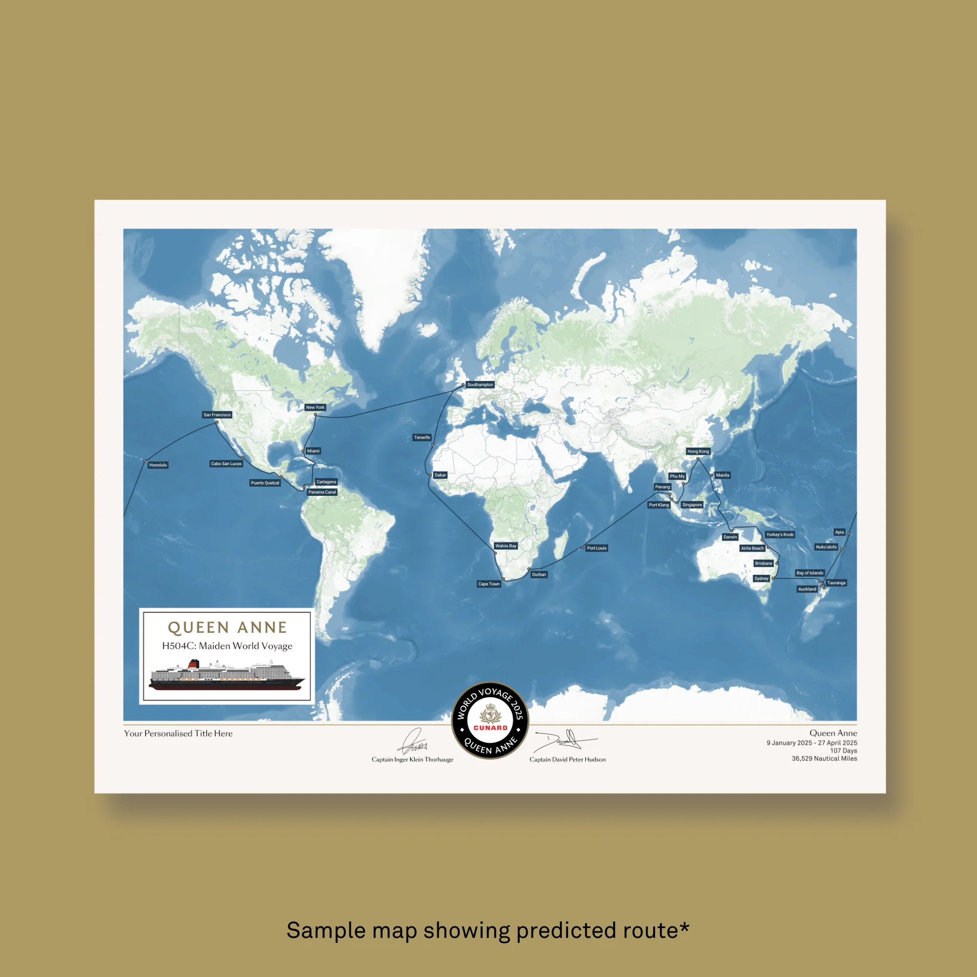 Special Edition Map of Queen Anne's maiden World Voyage - Image 6