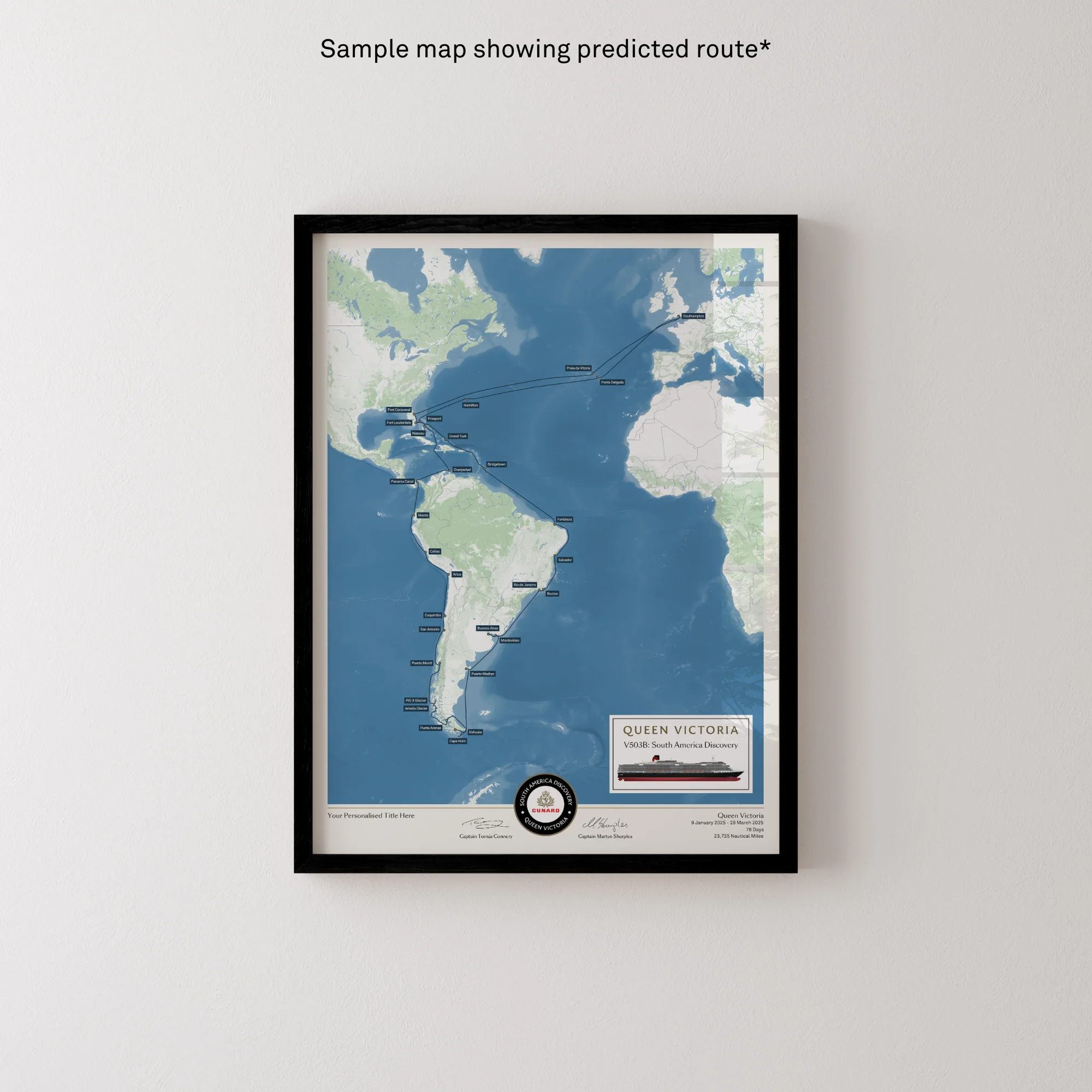 Special Edition Map of Queen Victoria's South America Discovery Voyage - Image 3