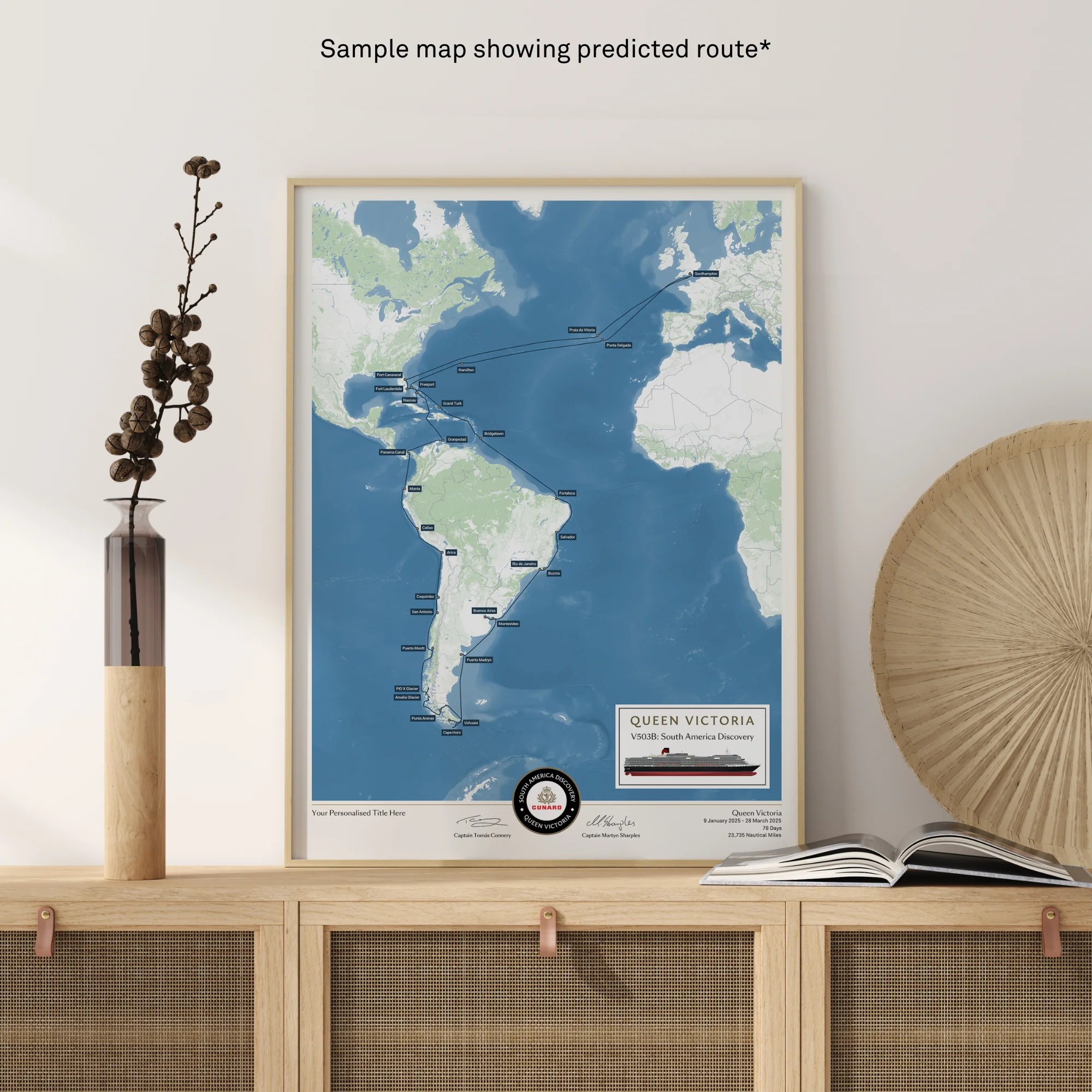 Special Edition Map of Queen Victoria's South America Discovery Voyage - Image 4