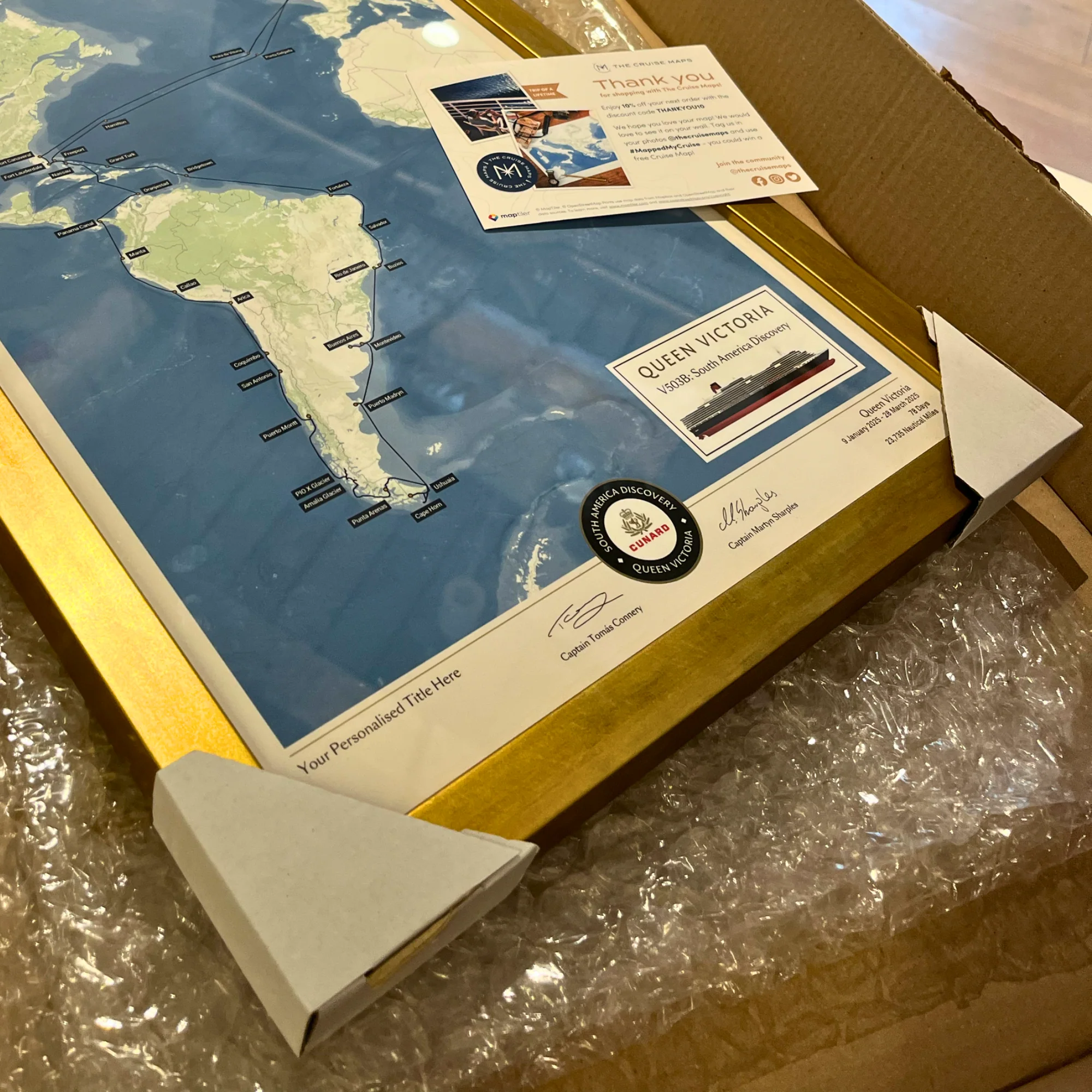 Special Edition Map of Queen Victoria's South America Discovery Voyage - Image 7